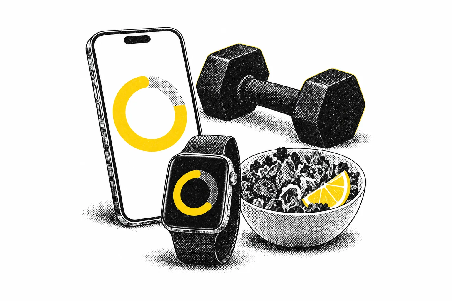 Welva, an iOS nutrition and workout app in SwiftUI — illustration